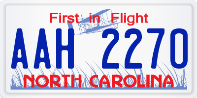 NC license plate AAH2270