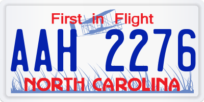 NC license plate AAH2276