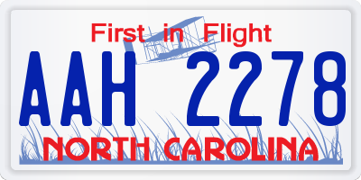 NC license plate AAH2278