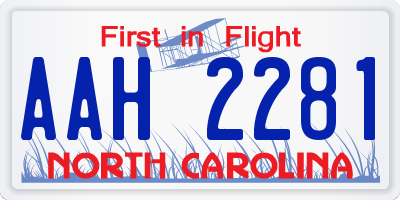 NC license plate AAH2281