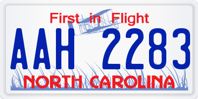 NC license plate AAH2283