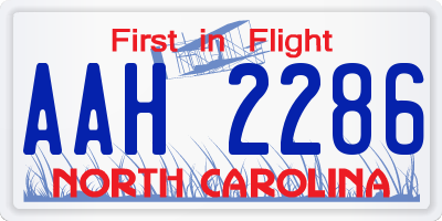 NC license plate AAH2286