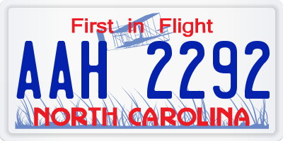 NC license plate AAH2292