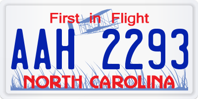 NC license plate AAH2293