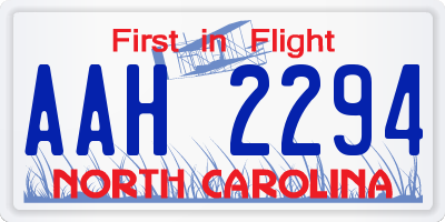 NC license plate AAH2294