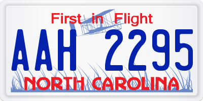 NC license plate AAH2295