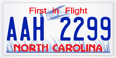 NC license plate AAH2299