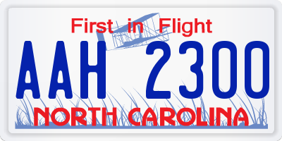 NC license plate AAH2300