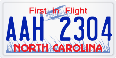 NC license plate AAH2304