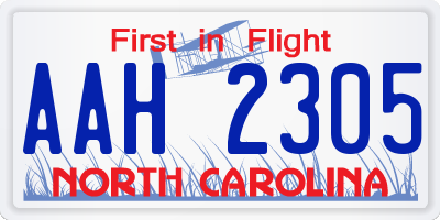 NC license plate AAH2305