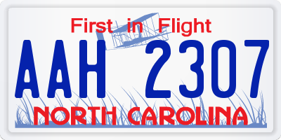 NC license plate AAH2307