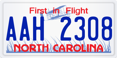 NC license plate AAH2308