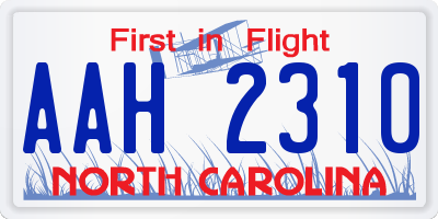 NC license plate AAH2310