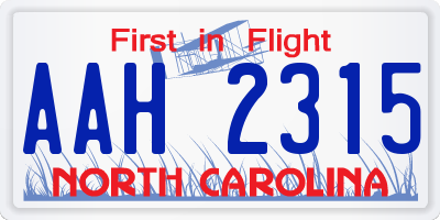 NC license plate AAH2315