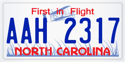 NC license plate AAH2317