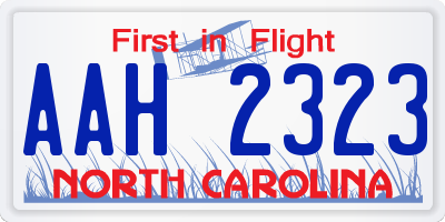NC license plate AAH2323