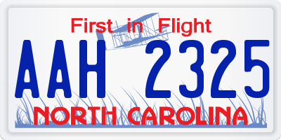 NC license plate AAH2325