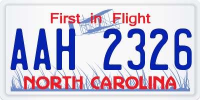 NC license plate AAH2326