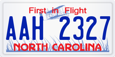 NC license plate AAH2327