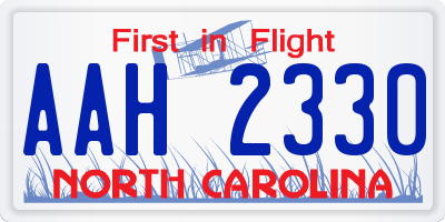 NC license plate AAH2330