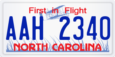 NC license plate AAH2340