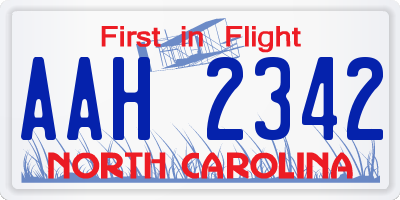 NC license plate AAH2342