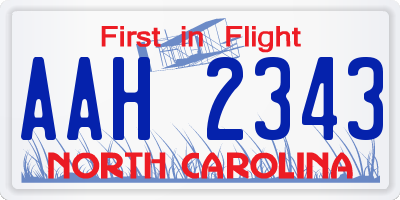 NC license plate AAH2343