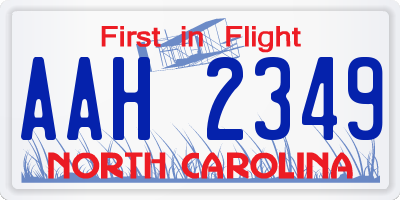 NC license plate AAH2349