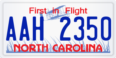 NC license plate AAH2350