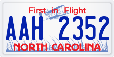 NC license plate AAH2352