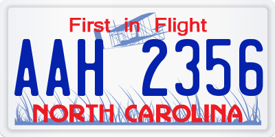 NC license plate AAH2356