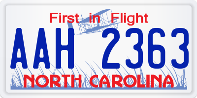 NC license plate AAH2363