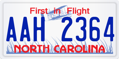 NC license plate AAH2364