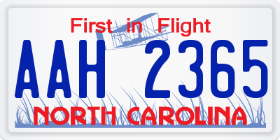 NC license plate AAH2365