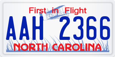 NC license plate AAH2366