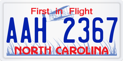 NC license plate AAH2367