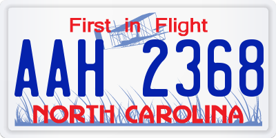 NC license plate AAH2368