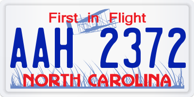 NC license plate AAH2372