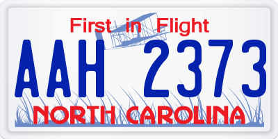 NC license plate AAH2373