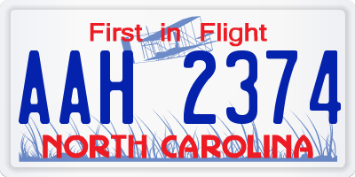 NC license plate AAH2374