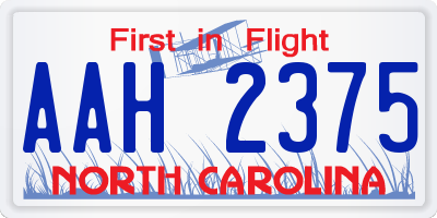 NC license plate AAH2375