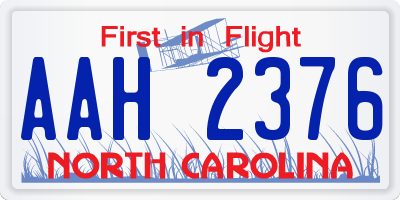 NC license plate AAH2376