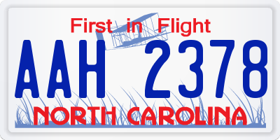 NC license plate AAH2378