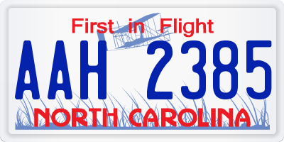 NC license plate AAH2385