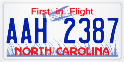 NC license plate AAH2387