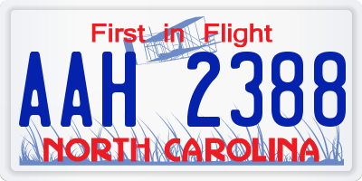 NC license plate AAH2388