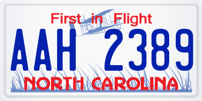 NC license plate AAH2389