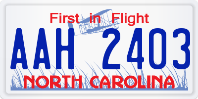 NC license plate AAH2403