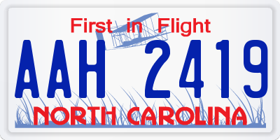 NC license plate AAH2419