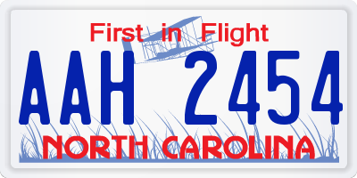 NC license plate AAH2454